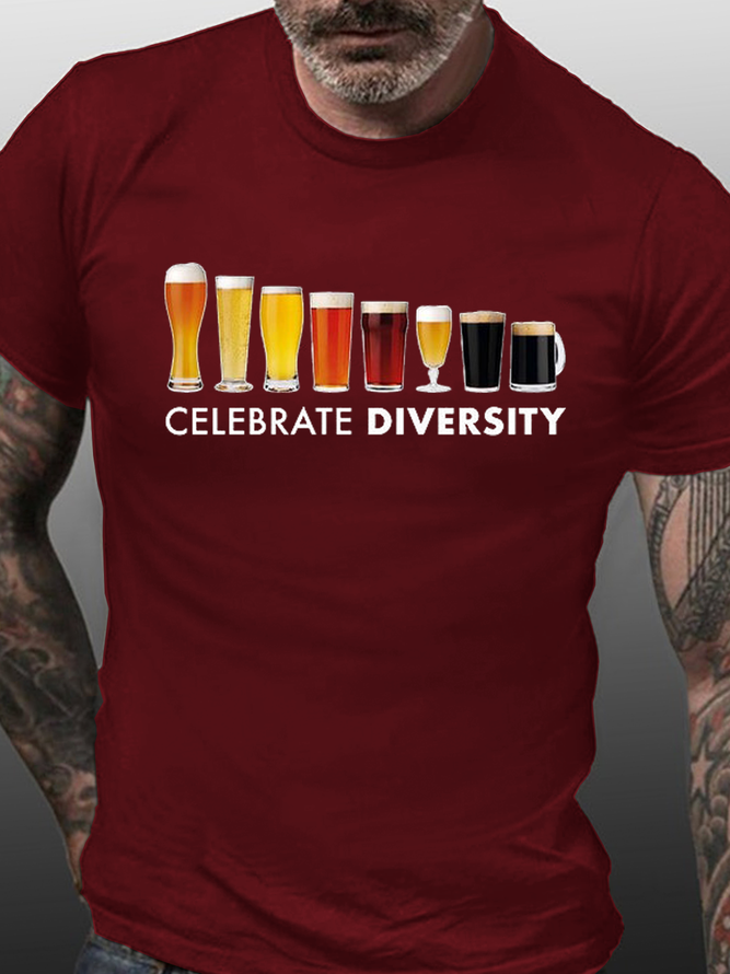 Celebrate Diversity Beer Print Short sleeve T-shirt